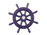 Handcrafted Model Ships new-dark-blue-sw-12-seashell Dark Blue Decorative Ship Wheel With Seashell 12