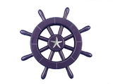 Handcrafted Model Ships new-dark-blue-sw-12-starfish Dark Blue Decorative Ship Wheel With Starfish 12