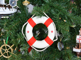 Handcrafted Model Ships New-Lifering-6-red-XMASS White Lifering with Red Bands Christmas Tree Ornament 6