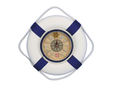 Handcrafted Model Ships New-Lifering-Clock-Blue-12 Classic White Decorative Lifering Clock with Blue Bands 12