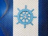 Handcrafted Model Ships New-Light-Blue-SW-12-pelican Light Blue Decorative Ship Wheel with Pelican 12