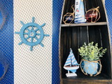 Handcrafted Model Ships New-Light-Blue-SW-12-sailboat Light Blue Decorative Ship Wheel with Sailboat 12