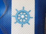 Handcrafted Model Ships New-Light-Blue-SW-12-shell Light Blue Decorative Ship Wheel with Seashell 12