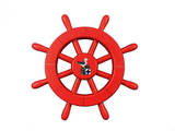 Handcrafted Model Ships New-Red-SW-12-Seagull Red Decorative Ship Wheel With Seagull 12