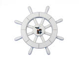 Handcrafted Model Ships New-White-SW-12-Seagull White Decorative Ship Wheel With Seagull 12