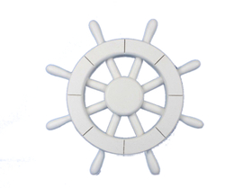 Handcrafted Model Ships New-White-SW-12 White Decorative Ship Wheel 12"
