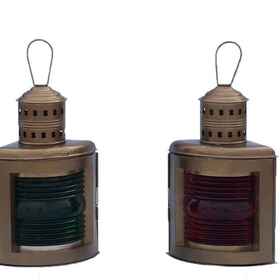 Handcrafted Model Ships NL-1119-14-AN Antique Brass Port And Starboard Oil Lantern 17"