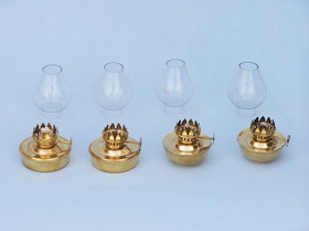 Handcrafted Model Ships NL-1141 Solid Brass Table Oil Lamp 5&quot; - Set of 4