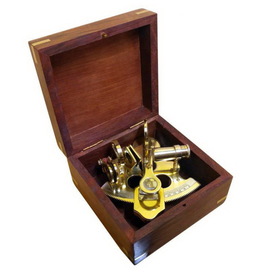 Handcrafted Model Ships NS-0444 Scout's Brass Sextant 4" with Rosewood Box