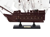 Handcrafted Model Ships P12-BP-W-CPir Wooden Caribbean Pirate White Sails Model Pirate Ship 12