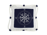 Handcrafted Model Ships Pillow 109 Blue Compass With Nautical Rope Decorative Throw Pillow 16