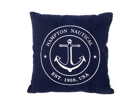 Handcrafted Model Ships Pillow 120 Decorative Blue Hampton Nautical With Anchor Throw Pillow 16"