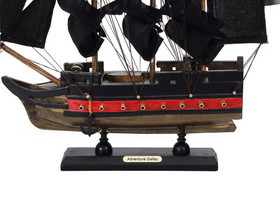 Handcrafted Model Ships PLIM12-BP-B-AdGalley Wooden Captain Kidds Adventure Galley Black Sails Limited Model Pirate Ship 12"