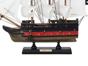 Handcrafted Model Ships PLIM12-BP-W-CPir Wooden Caribbean Pirate White Sails Limited Model Pirate Ship 12"