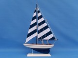 Handcrafted Model Ships ps-blue stripe 17 Wooden Blue Striped Pacific Sailer Model Sailboat Decoration 17