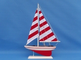 Handcrafted Model Ships ps-red stripe-17 Wooden Red Striped Pacific Sailer Model Sailboat Decoration 17