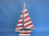 Handcrafted Model Ships ps-red stripe 25 Wooden Red Striped Pacific Sailer Model Sailboat Decoration 25"