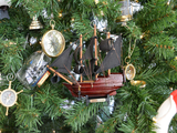Handcrafted Model Ships QA 7-XMASS Wooden Queen Anne's Revenge Model Ship Christmas Tree Ornament