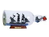 Handcrafted Model Ships QA-Revenge-Bottle-11 Blackbeard's Queen Anne's Revenge Model Ship in a Glass Bottle 11