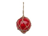 Handcrafted Model Ships Red-Glass-4-Old-X Red Japanese Glass Ball Fishing Float Decoration Christmas Ornament 4