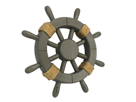 Handcrafted Model Ships Rustic -12 Grey W Antique Decorative Ship Wheel 12"