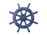 Handcrafted Model Ships Rustic-All-Dark-Blue-SW-12 Rustic All Dark Blue Decorative Ship Wheel 12
