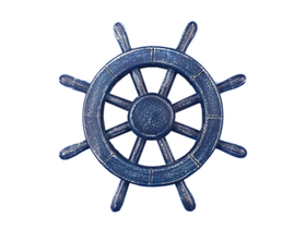 Handcrafted Model Ships Rustic-All-Dark-Blue-SW-12 Rustic All Dark Blue Decorative Ship Wheel 12"
