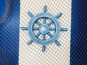 Handcrafted Model Ships Rustic-All-Light-Blue-SW-12 Rustic All Light Blue Decorative Ship Wheel 12"