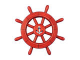 Handcrafted Model Ships Rustic-All-Red-SW-12-Anchor Rustic All Red Decorative Ship Wheel With Anchor 12