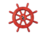 Handcrafted Model Ships Rustic-All-Red-SW-12-Seagull Rustic All Red Decorative Ship Wheel With Seagull 12