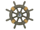 Handcrafted Model Ships Rustic-Grey-SW-12-Sailboat Antique Decorative Ship Wheel With Sailboat 12
