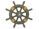 Handcrafted Model Ships Rustic-Grey-SW-12-Starfish Antique Decorative Ship Wheel With Starfish 12