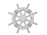 Handcrafted Model Ships Rustic-White-SW-12 Rustic White Decorative Ship Wheel 12