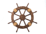 Handcrafted Model Ships Rustic-Wood-SW-18 Rustic Wood Finish Decorative Ship Wheel 18