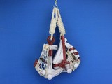 Handcrafted Model Ships Sailboat-Anchor-Red Wooden Rustic Red Decorative Sailboat/Anchor Wall Accent w/ Hook Set 6