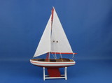 Handcrafted Model Ships Sailboat-Red-White-Sails-12 Wooden Decorative Sailboat 12