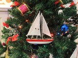 Handcrafted Model Ships Sailboat9-100-XMAS USA Sailboat Christmas Tree Ornament 9