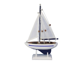 Handcrafted Model Ships Sailboat9-102 Wooden Blue Pacific Sailer Model Sailboat Decoration 9"
