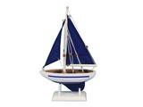 Handcrafted Model Ships Sailboat9-103 Wooden Blue Pacific Sailer with Blue Sails Model Sailboat Decoration 9