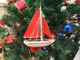 Handcrafted Model Ships Sailboat9-105-XMAS Red Sailboat with Red Sails Christmas Tree Ornament 9