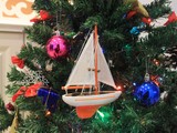 Handcrafted Model Ships Sailboat9-107-XMAS Orange Sailboat Christmas Tree Ornament 9"
