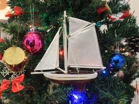 Handcrafted Model Ships Sailboat9-108-XMAS Wooden Columbia Model Sailboat Christmas Tree Ornament 9"