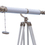 Handcrafted Model Ships ST-0117-CHW Floor Standing Chrome/White Leather Galileo Telescope 65"