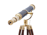 Handcrafted Model Ships ST-0117BR-L Floor Standing Brass/Leather Galileo Telescope 65