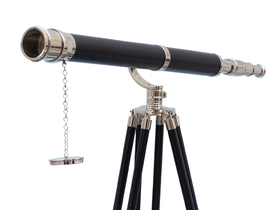 Handcrafted Model Ships ST-0117CH-L Floor Standing Chrome/Leather Galileo Telescope 65"