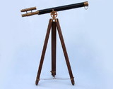 Handcrafted Model Ships ST-0124-AN-L Floor Standing Antique Brass With Leather Griffith Astro Telescope 64
