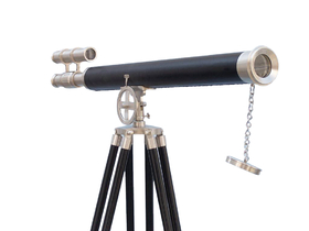 Handcrafted Model Ships ST-0124-BNL Floor Standing Brushed Nickel With Leather Griffith Astro Telescope 65"