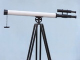 Handcrafted Model Ships ST-0124-BWLB Floor Standing Oil-Rubbed Bronze-White Leather With Black Stand Griffith Astro Telescope 65