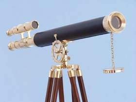 Handcrafted Model Ships ST-0124 - Leather Floor Standing Solid Brass - Leather Griffith Astro Telescope 64"