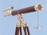 Handcrafted Model Ships ST-0124- Wood Floor Standing Solid Brass - Wood Griffith Astro Telescope 64